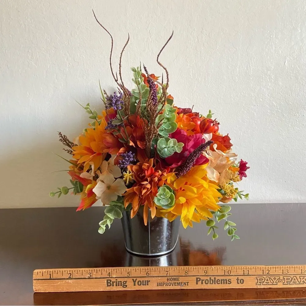 Faux Floral Bouquet With Orange Roses/Sunflowers